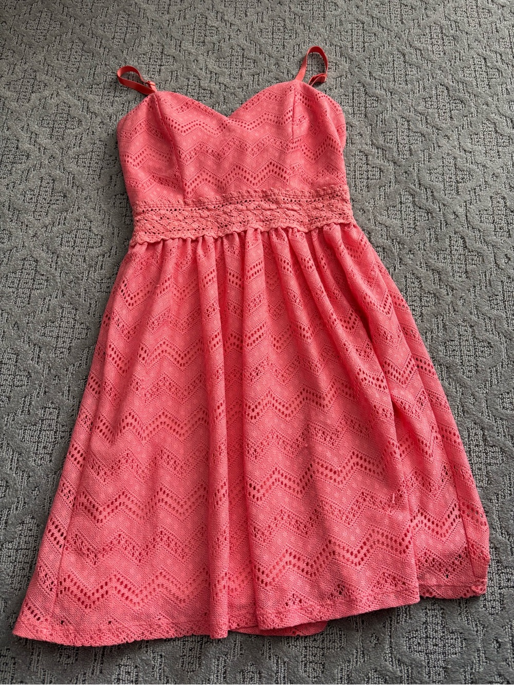 Wish Coral Lace A-Line Sundress